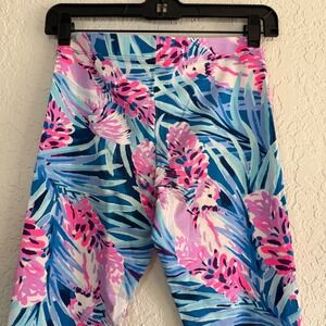 Lilly Pulitzer Maia‎ Leggings Mr Peacock Blue Pink Cotton Blend Pants Bottoms XL